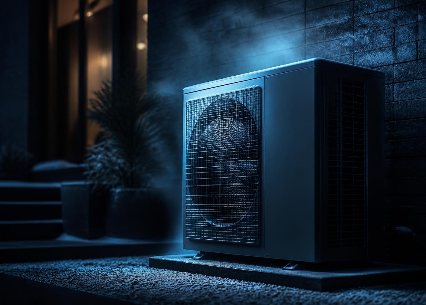 Outdoor air conditioning condenser at an upscale Westchester County home
